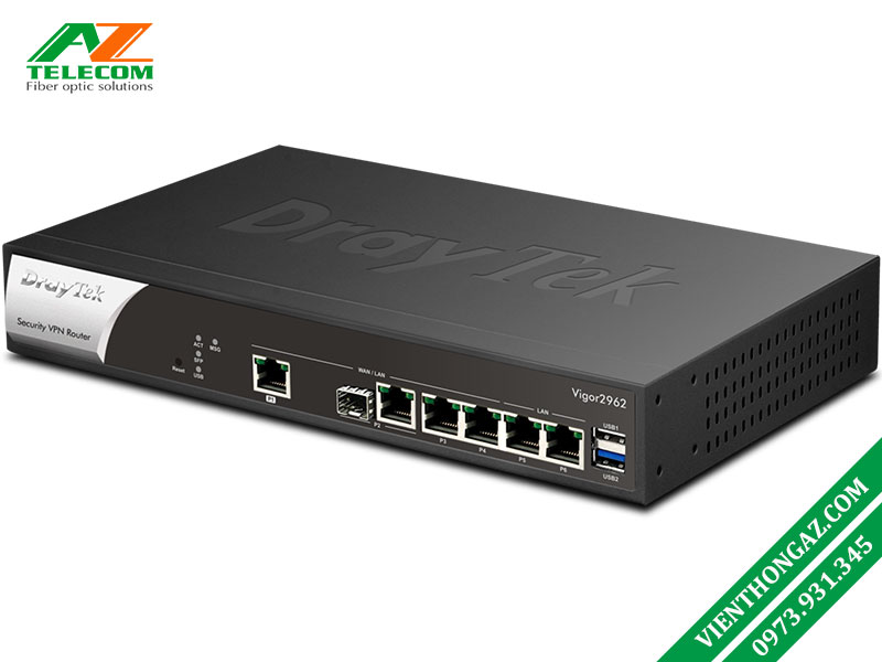 Vigor2962 Router cân bằng tải Draytek chịu tải 200 user 8 DrayTek Vigor 2962 Router VPN Multi-WAN hiệu năng cao cho doanh nghiệp